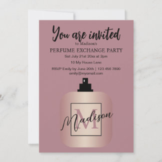 Invitation Fête d'échange de parfum sur mesure en or rose