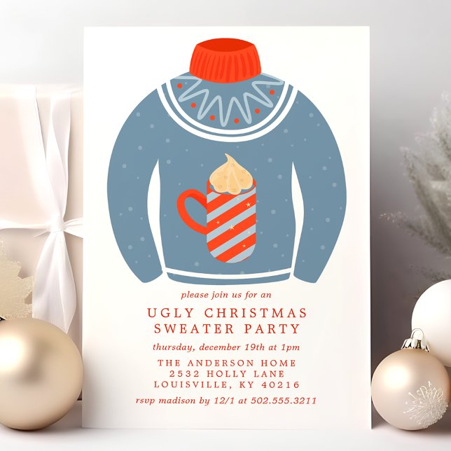 Invitation Fête décontractée de Noël avec un pull moche et du (Créateur téléchargé)