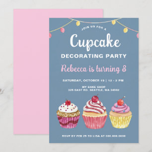 Invitation Fête Décoration Cupcake Fille Anniversaire
