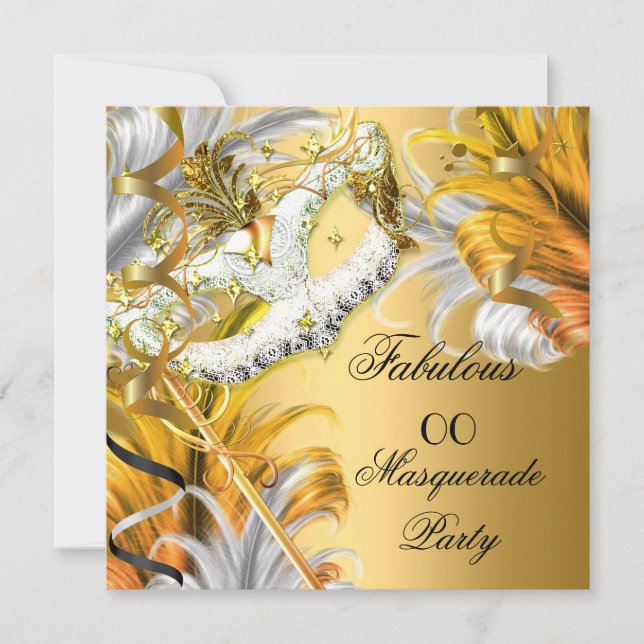 Invitation Fête déguisée Anniversaire fabuleux Or Argent (Devant)