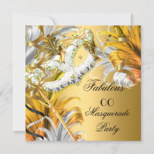 Invitation Fête déguisée Anniversaire fabuleux Or Argent
