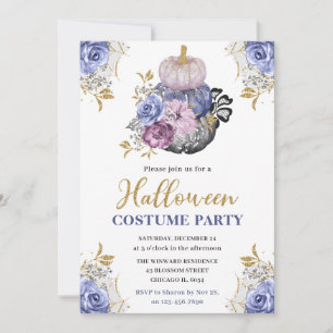 Invitation Fête déguisée de citrouilles florales Halloween aq