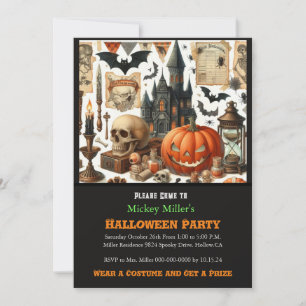 Invitation Fête déguisée d'Halloween pour enfants dans une ma
