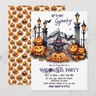 Invitation Fête déguisée pour Halloween Chapeau de sorcière c