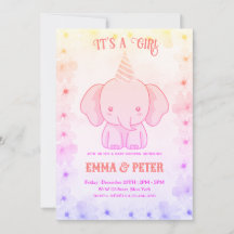 Fête d'éléphant rose personnalisée pour bébé