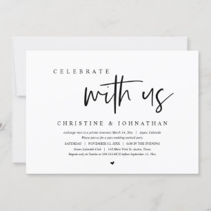 Invitation Fête d'élopement de mariage, Célébrez avec nous