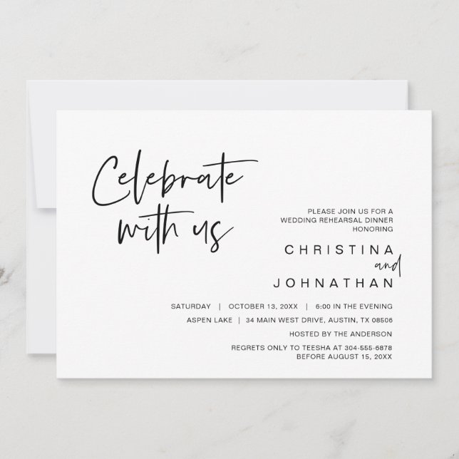 Invitation Fête d'élopement de mariage, Célébrez avec nous In (Devant)