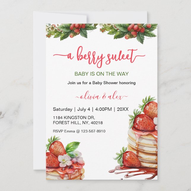 Invitation Fête d'enfant à l'aquarelle à la baie sucrée (Devant)