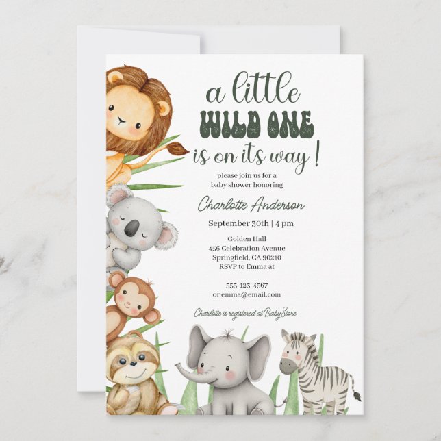 Invitation Fête d'enfant pour un garçon thème safari d'animau (Devant)