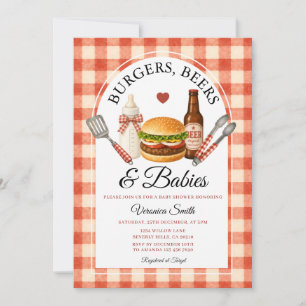 Invitation Fête d'enfants Burgers, Bières et Bébés BBQ dans l