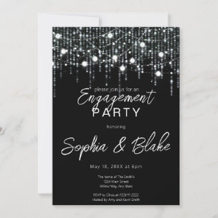 Invitation Fête d'engagement Black & White Hanging Lights