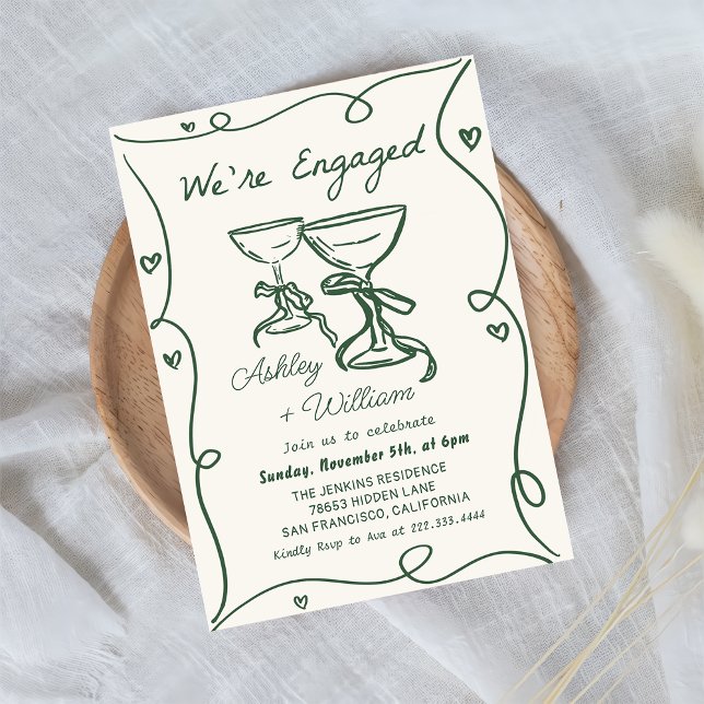 Invitation Fête d'engagement Champagne à main levée (Créateur téléchargé)