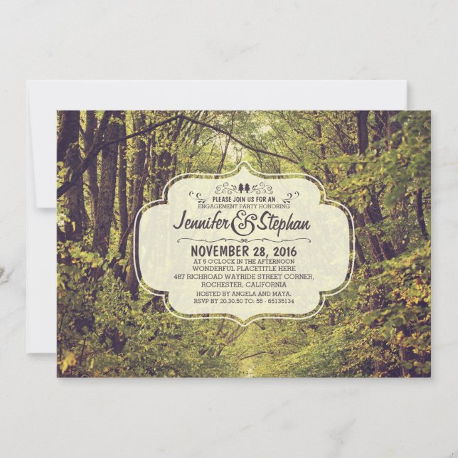 Invitation fête d'engagement de l'avenue tree inspirée par la (Devant)
