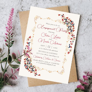 Invitation Fête d'engagement de luxe Botanique Floral Paisley