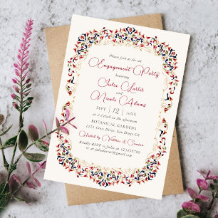 Invitation Fête d'engagement de luxe Botanique Floral Paisley