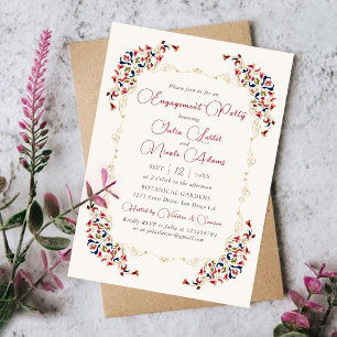 Invitation Fête d'engagement de luxe Botanique Floral Paisley