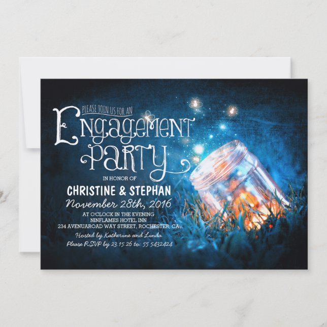 Invitation Fête d'engagement de mason romantique (Devant)