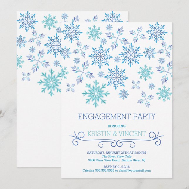 Invitation Fête d'engagement des snowflics d'hiver modernes (Devant / Derrière)