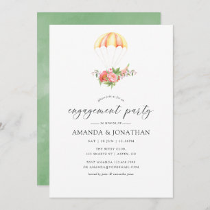 Invitation Fête d'engagement en parachute de bouquet floral