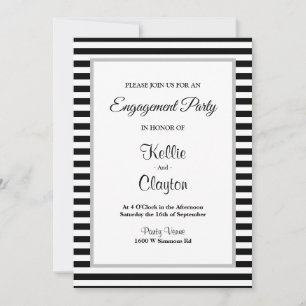Invitation Fête d'engagement encadrée en noir/blanc