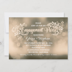 Invitation Fête d'engagement floral brun vanille moderne