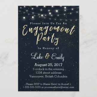 Invitation Fête d'engagement Glamour de minuit