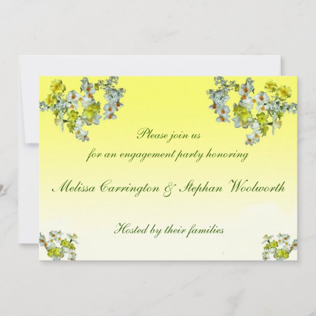 Invitation Fête d'engagement jaune Floral (Devant)