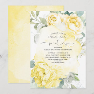 Invitation Fête d'engagement jaune Floral