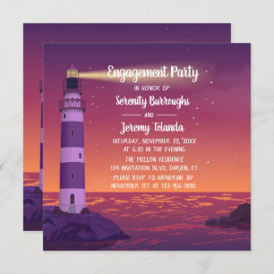 Invitation Fête d'engagement nautique violet du phare de Suns