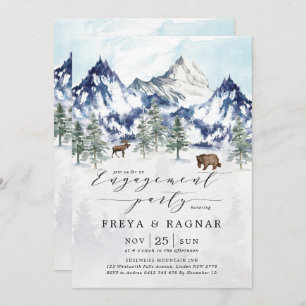 Invitation Fête d'engagement pour l'aventure dans la forêt de