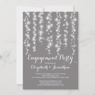 Invitation Fête d'engagement Twinkle Lights moderne