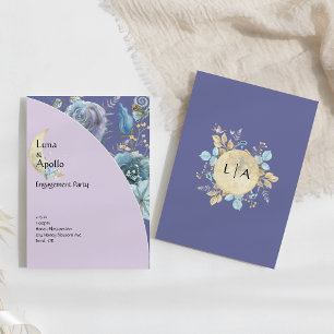 Invitation Fête d'engagement violet de la lune lunaire