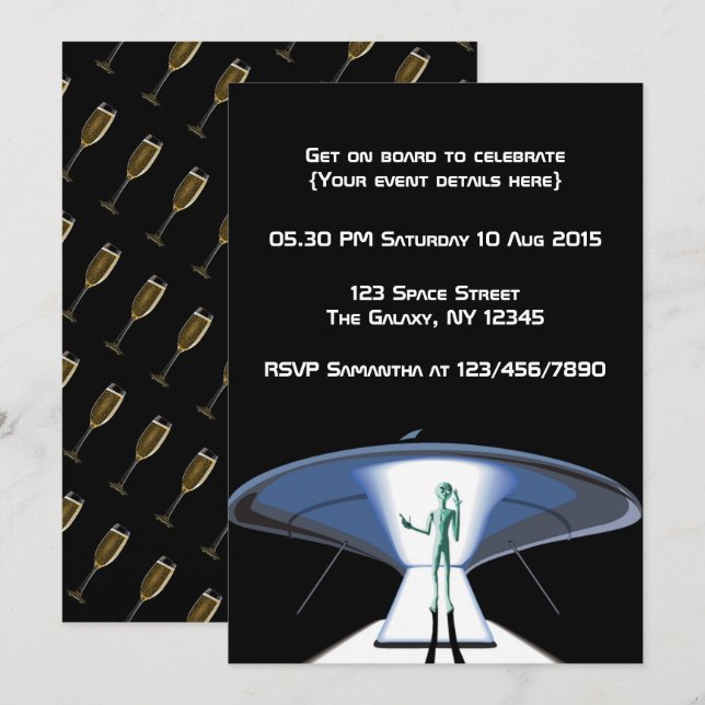 Invitation Fête d'entreprise/Adultes sur le thème de l'espace (Devant / Derrière)