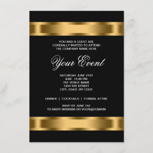 Invitation Fête d'entreprise Black Gold Black Tie