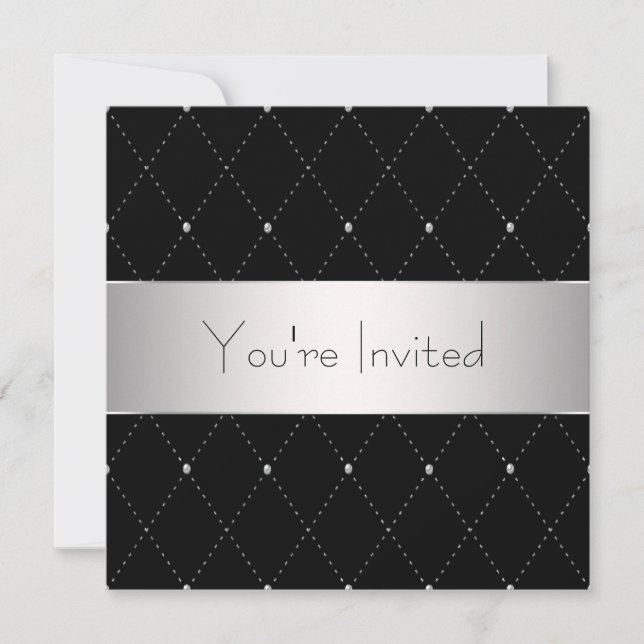 Invitation Fête d'entreprise Black Silver Black Tie (Devant)