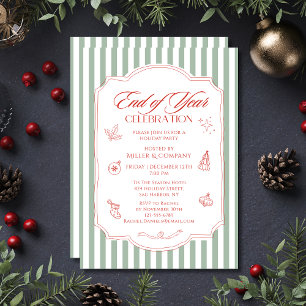 Invitation Fête d'entreprise de fin d'année en bandes vertes