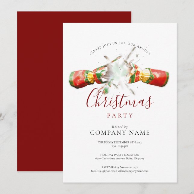 Invitation Fête d'entreprise de Noël (Devant / Derrière)