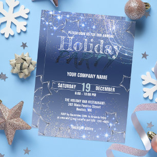 Invitation Fête d'entreprise de Noël Bleu Nuit d'Hiver