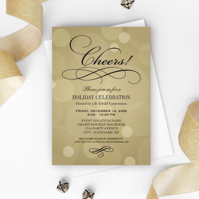 Invitation Fête d'entreprise de Noël Champagne Or Cheers (Créateur téléchargé)