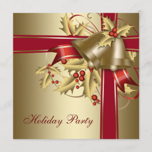 Invitation Fête d'entreprise de Noël de Holly Gold Rouge