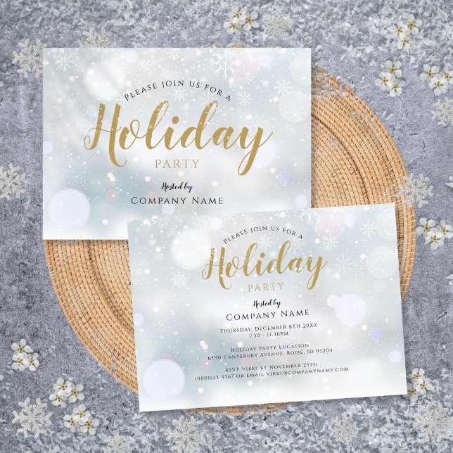 Invitation Fête d'entreprise de Noël Flocons de neige d'hiver (Winter Snowflakes Corporate Holiday Party Invitation)