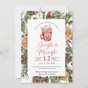 Invitation Fête d'entreprise de verdure festive Jingle et Min