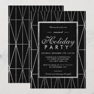 Invitation Fête d'entreprise d'hiver noir géométrique et arge