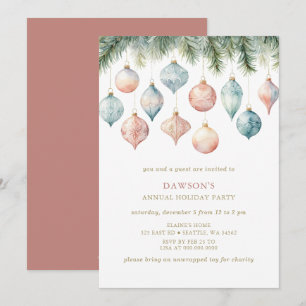 Invitation Fête d'entreprise festive rose pastel de Noël