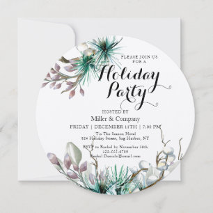 Invitation Fête d'entreprise Floral hivernal Noël