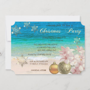 Invitation Fête d'entreprise Plumeria Noël sur la plage
