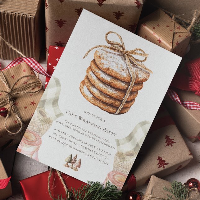 Invitation Fête d'enveloppement cadeau de Noël Aquarelle Cook (Créateur téléchargé)