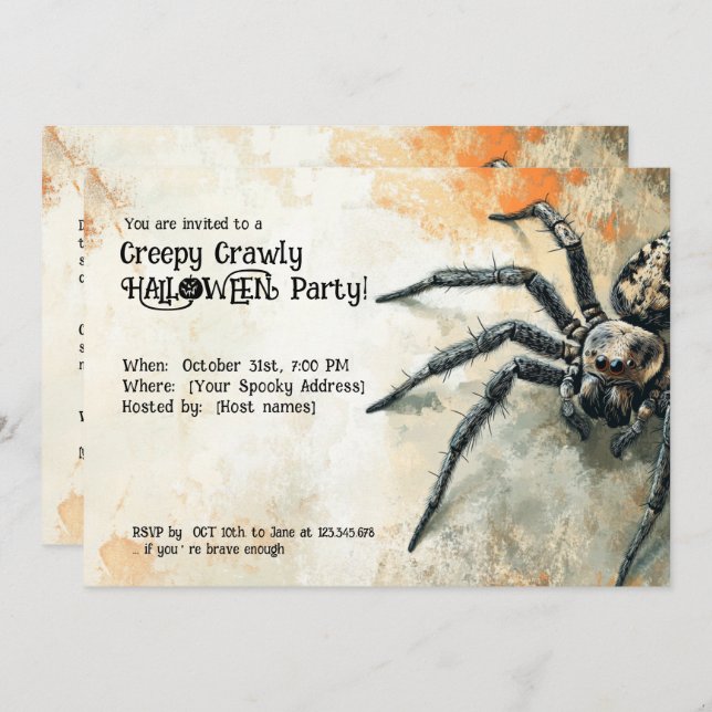 Invitation Fête déplaisante Crawly HALLOWEEN ! (Devant / Derrière)