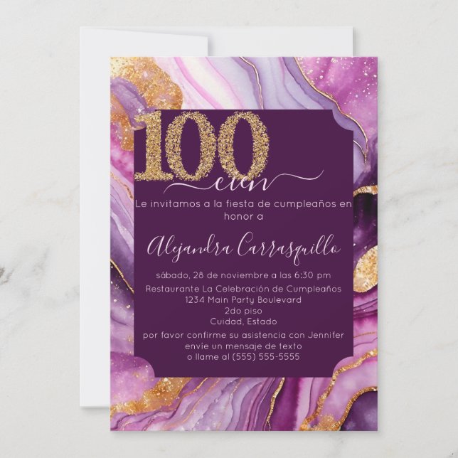 Invitation Fête des 100 ans de la superbe agate espagnole (Devant)