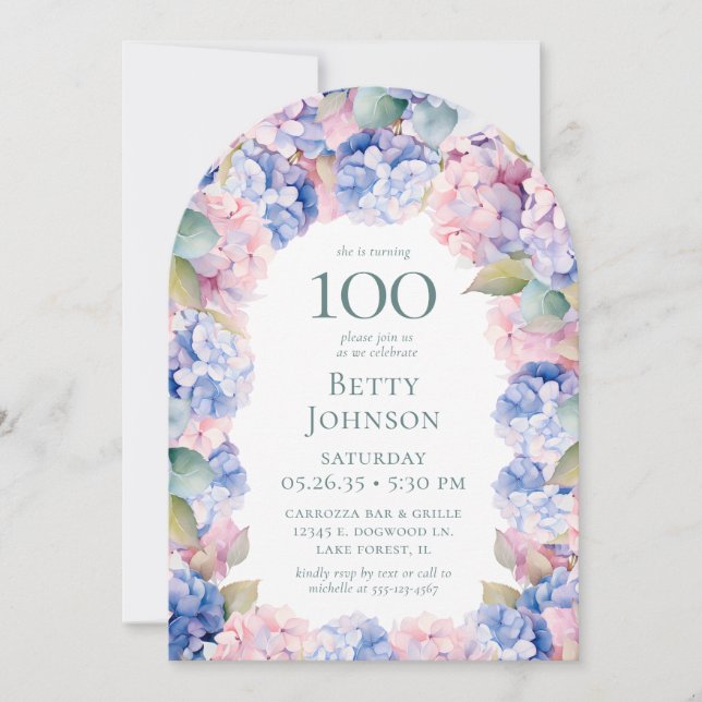 Invitation Fête des 100 ans des Hortensias (Devant)